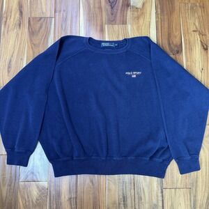 Vintage Ralph Lauren Sweatshirt  Men XXL Polo Sport Flag Navy Embroidered Cotton